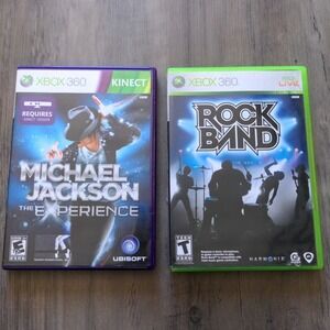 Xbox 360 Game Bundle Michael Jackson The Experience Kinect and Rock Band NTSC